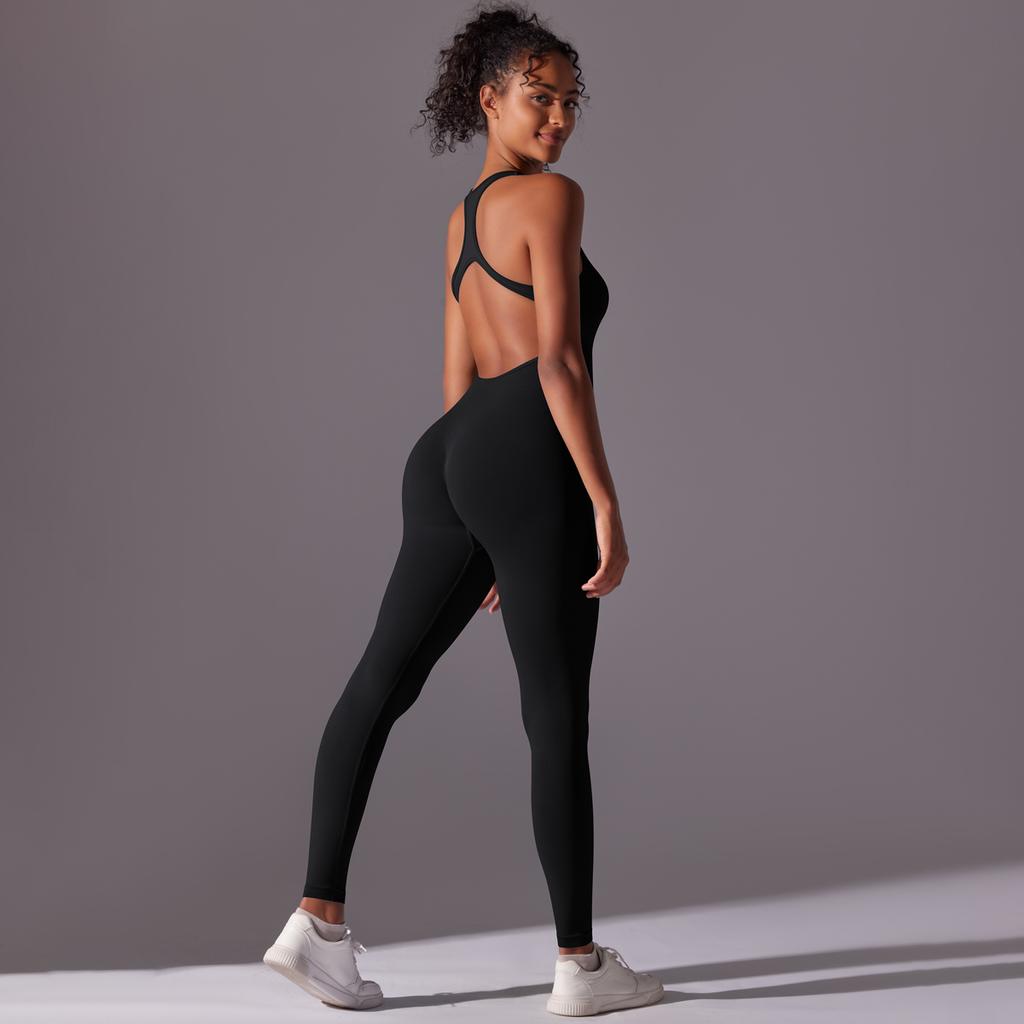 Auroth Backless Fitness Sports Bodysuit Women Seamless One Piece Yoga Romper Slim Beauty Back Running Jumpsuit