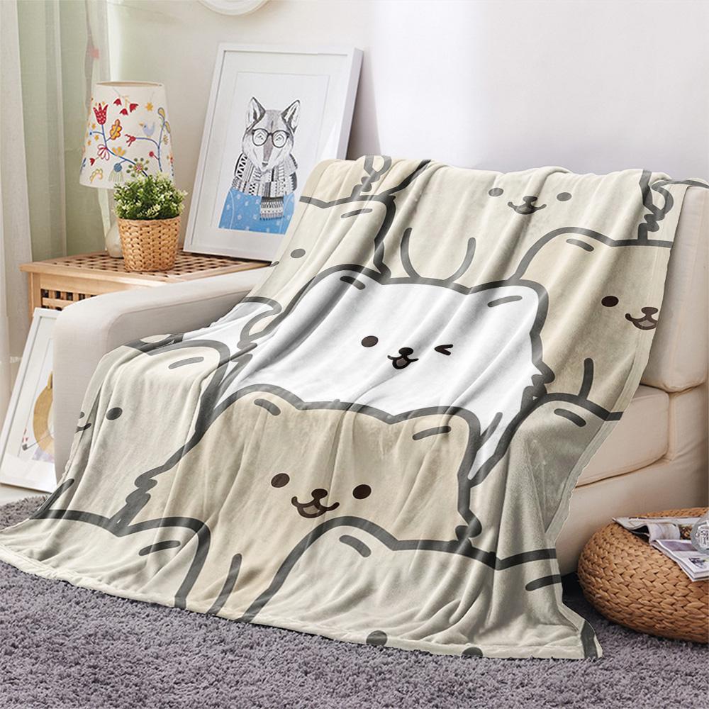 

1Pc Samoyed Print Flannel Blanket, High quality Comfortable for All Seasons, Home Decor, Warmth and Comfort, Perfect for Christmas Gifts 80cm x 120cm