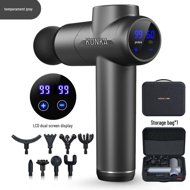 Kit Pistola de Massagem Fascial: Pistola Massageadora de Pescoço com Cabo USB, Cabeças de Massagem, Bacia para Banho de Pés, Bolsa de Ervas.