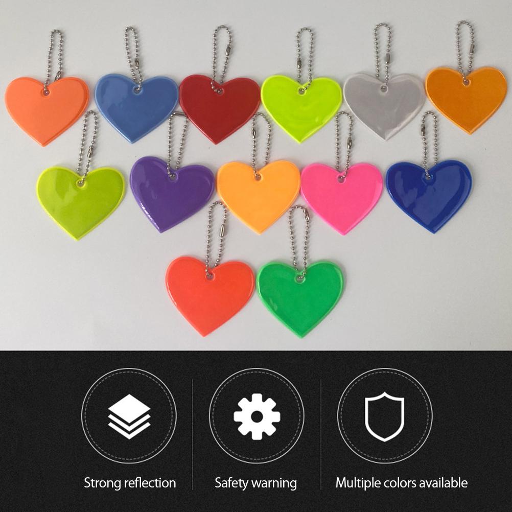 12pcs Mix Color Safety Reflector Pendant Love Heart Safety Reflector Kids Reflector Pendant for
