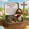 Boîte Hug de Poche de Pâques Figurine Jésus/Lapin/Mouton/Poussin/Papillon/Pierre en Feutre dans Boîte avec Carte Remplisseurs de Panier de Pâques Cadeau Inspirant pour Femmes