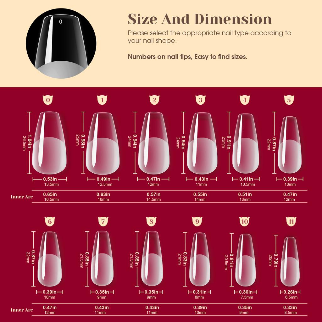 264 Stück halbmattierte lange falsche Nagelspitzen, matte Abdeckung, künstliche Nägel, UV-Gel, Nagelverlängerung, Nagelkunst-Werkzeug