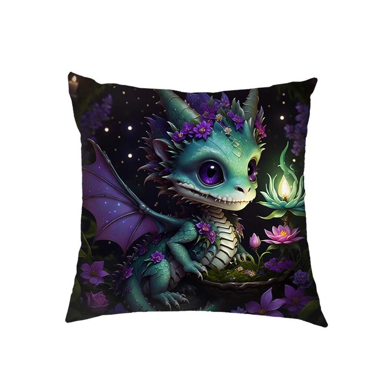 Niedliche Drachenbaby Kissenbezüge Fantasy Elfenmädchen Kissenbezüge Heimdekoration Schlafzimmer Büro Kissenbezug Zierkissenbezug Geschenk