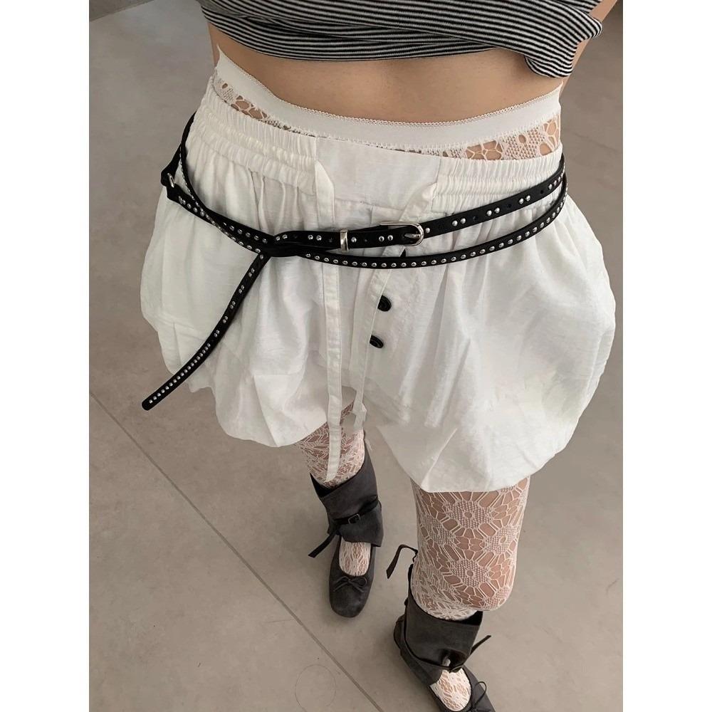 Extra Long Thin Double Layer Circle Chain Adjustable Rivet Eyelet Knotted Belt  Music Festival