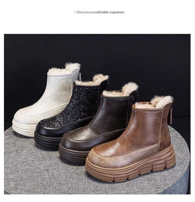 2025 Girls' Snow Boots: Winter Cotton Shoes with Fleece, Four-Season Martin Boots