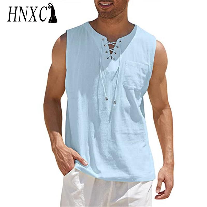 HNXC Baumwolle Ärmelloses T-Shirt Herrenmode Lockeres Hemd Bedrucktes Mitfühlendes Hemd