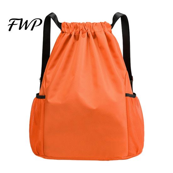 Swimming Gear Bag Sports Backpack, Drawstring Gym Backpack with Side Mesh Pockets, Double Pocket Waterproof Workout for Basketball Soccer Swim