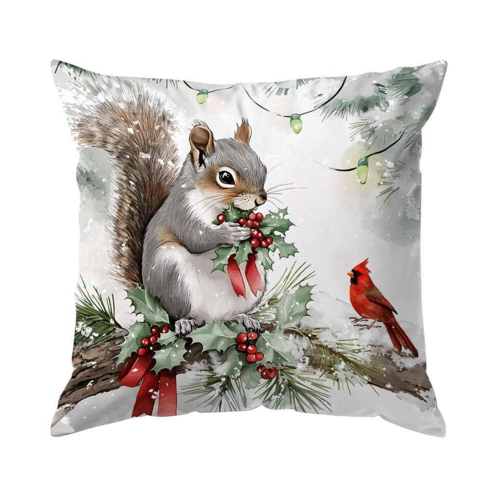 Christmas Winter Animals Pillowcase Bedroom Sofa Cushion Cover 100% Polyester Living Room Cushion Pillowcase Home Decor
