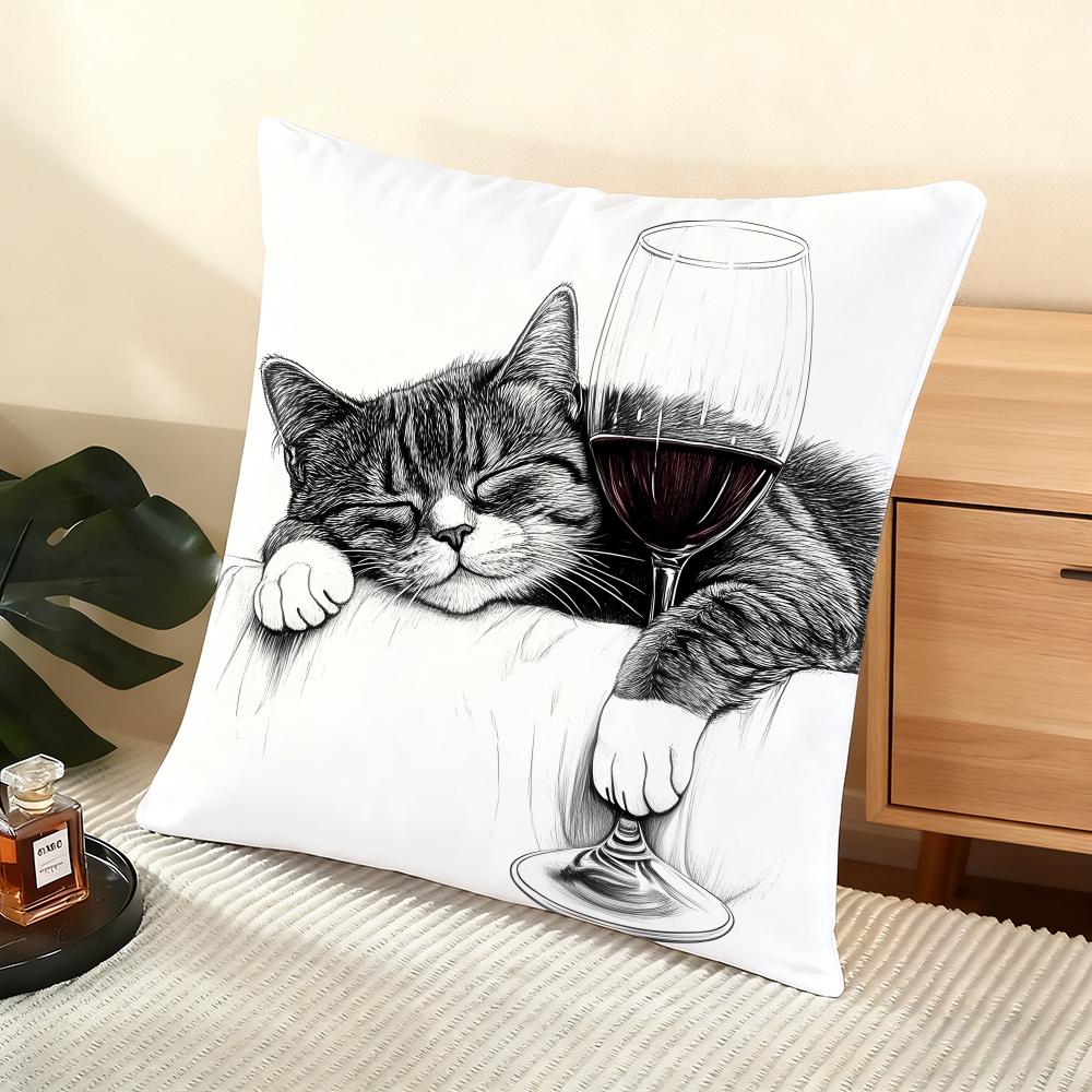 Couple Cats Cushion Cover Soft Short Plush Pillow Cover Smooth Cozy Texture Aesthetic Cushion Case Home Decor