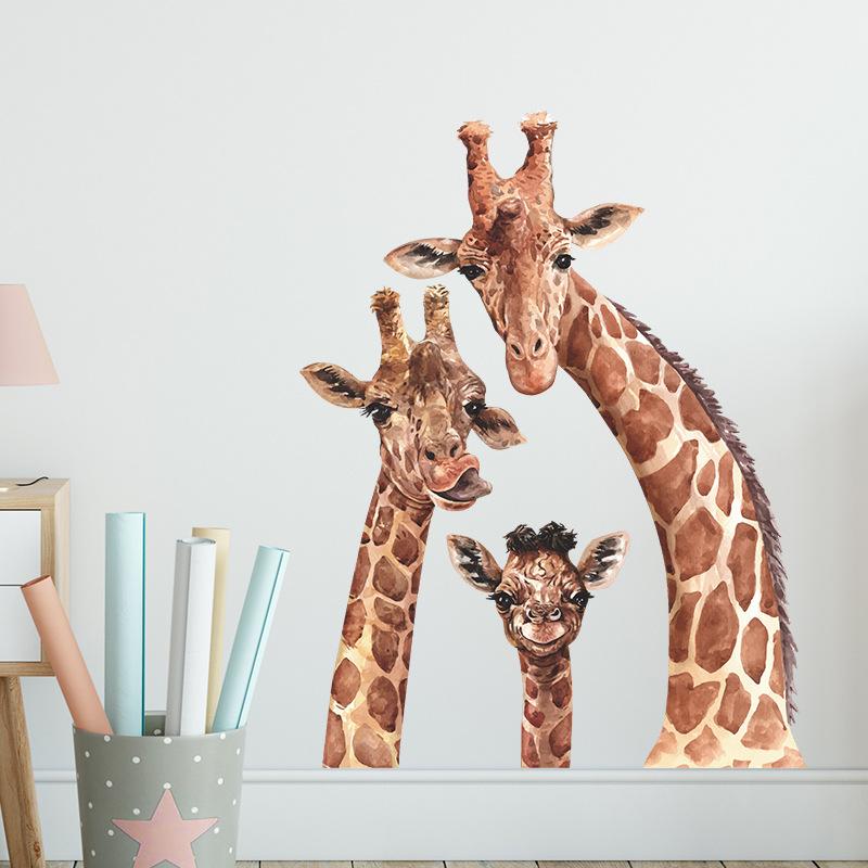 Cartoon Giraffe Family Wall Sticker Nakleyka for Kids Bedroom Nursery Bedroom Detskaya Entrance Hall Decor Decoration