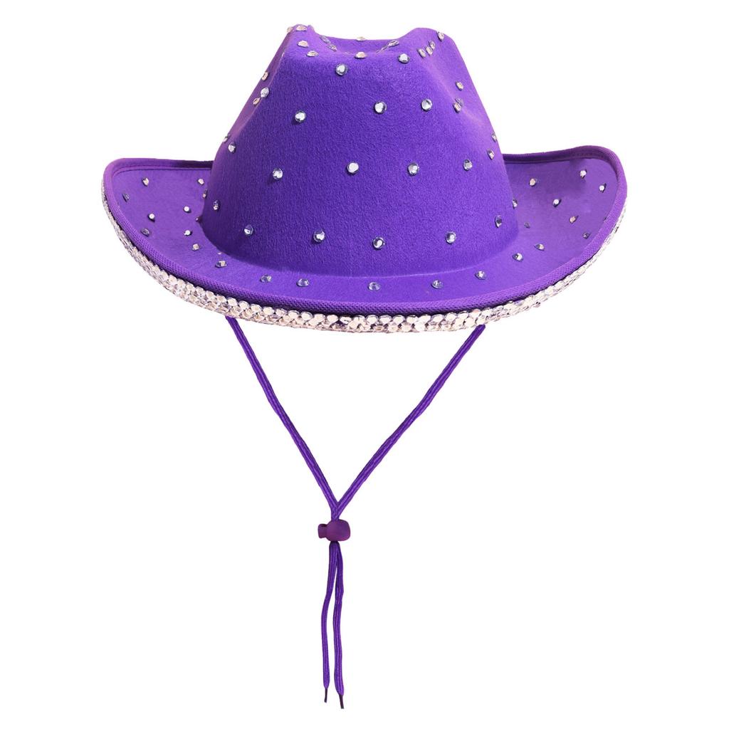 Vacation Cowboy Hat Panama Hat Crystal Brim Hat Rhinestones Hand Beading Crystal for Carnivals Music Festival