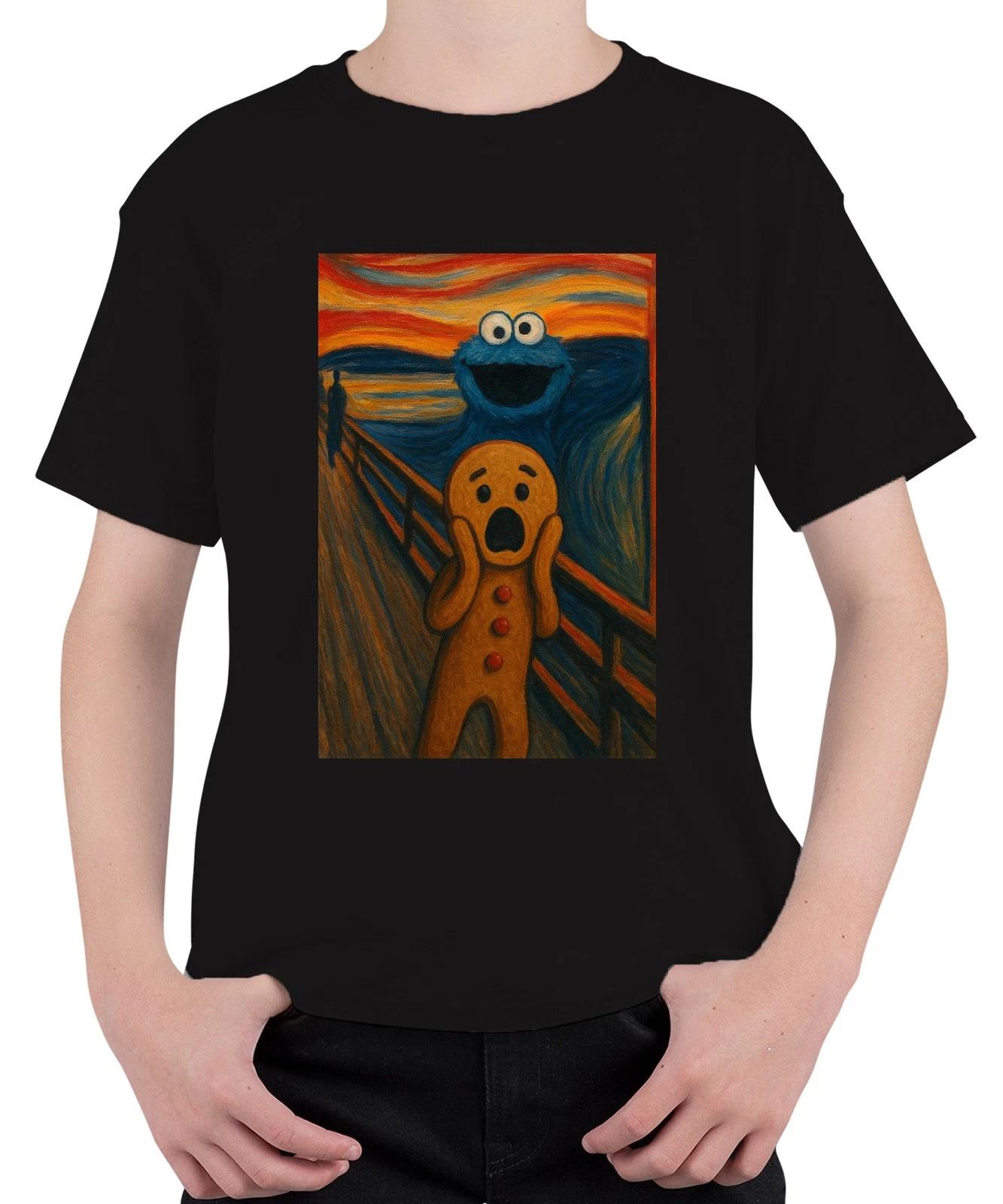 Krümelmonster Der Schrei Lebkuchenmann Gemälde Karneval Lustig Unisex Kinder T-S XXXXL