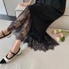 Plus Size Loose Stitching Lace T-shirt Black Dress Women