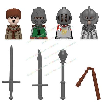 Castelo Medieval Guerra Sci-Fi Infantaria Cavaleiro Guerreiro Tribal Guerreiro Águia Blocos de Construção Acessórios Arma de Cabeça Brinquedos para Crianças N801-804