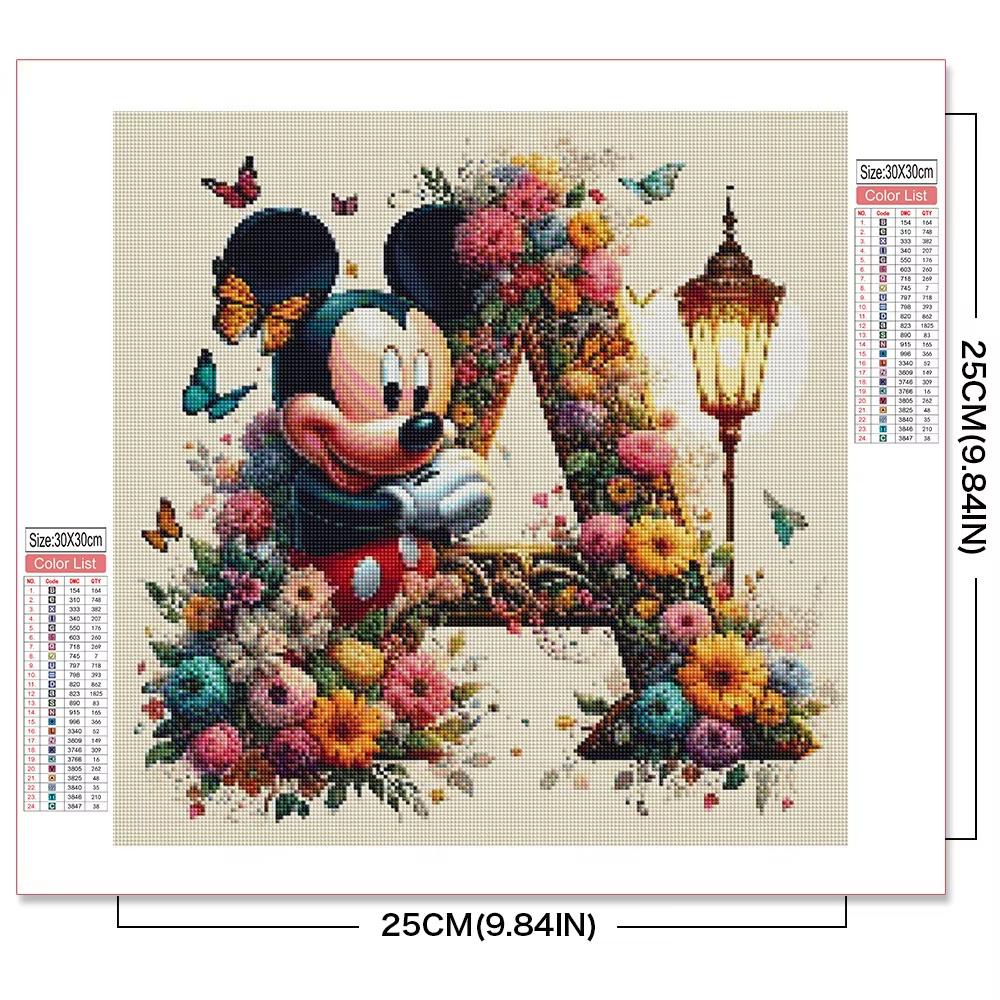 Disney Myszka Miki Malowanie Diamentami Litera Kreskówka Mozaika Diamentowa Kamienie Strass Obrazy Minnie Haft Kwiat Dekoracja Ścienna