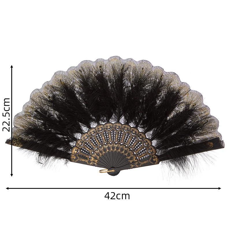 

Retro Lace Fan Gorgeous European Style Lolita Feather Folding Fan Dark Gothic Court Dance Hand Fan Gift Wedding Party Decor