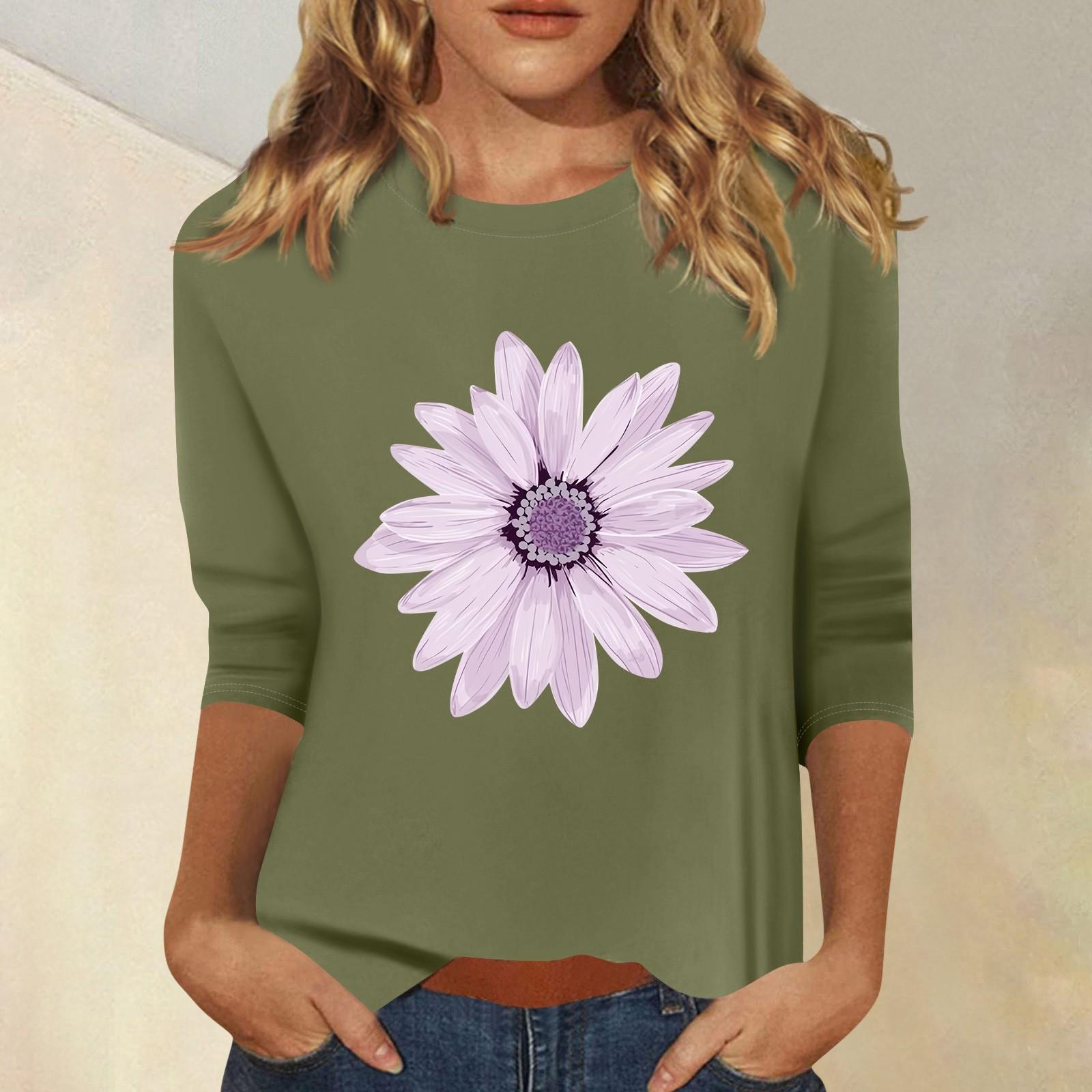 

Жіночий модний повсякденний топ із сімома рукавами та круглим вирізом M