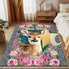 1PC Custom Name Deer Floral Frame Theme Floor Mat Ideal for Living Room, Game Rooms, Office, Bedroom Floor Mat Design