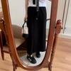 Women's High Waist Lace-Up Skirt: New Spring/Autumn Style, Casual A-Line Drape, Medium-Length with Hip Split Design.
