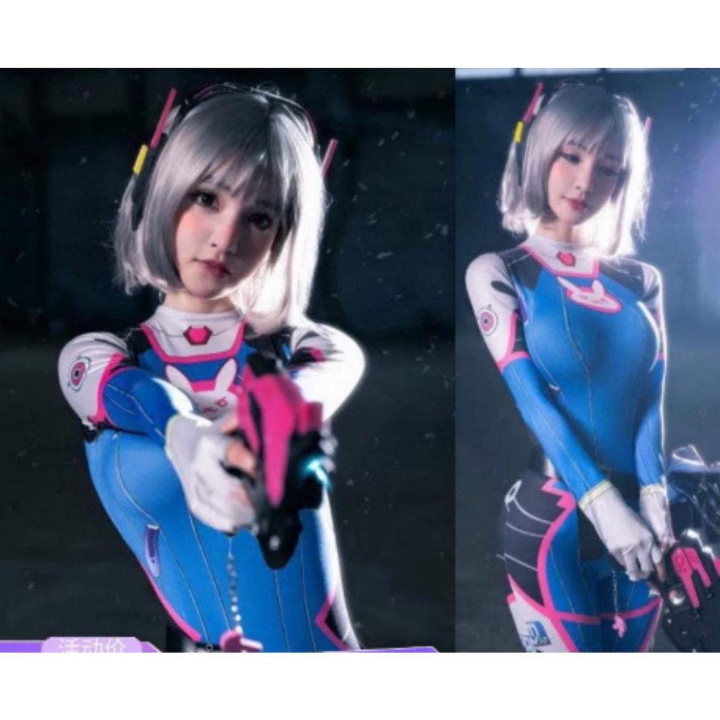 Spiel Overwatch Dva Cosplay Kostüme Strumpfhose Overall Perücke Kopfhörer Pistole Cosplay Requisiten Tattoo Aufkleber Anzug Frau Party Zentai Cos
