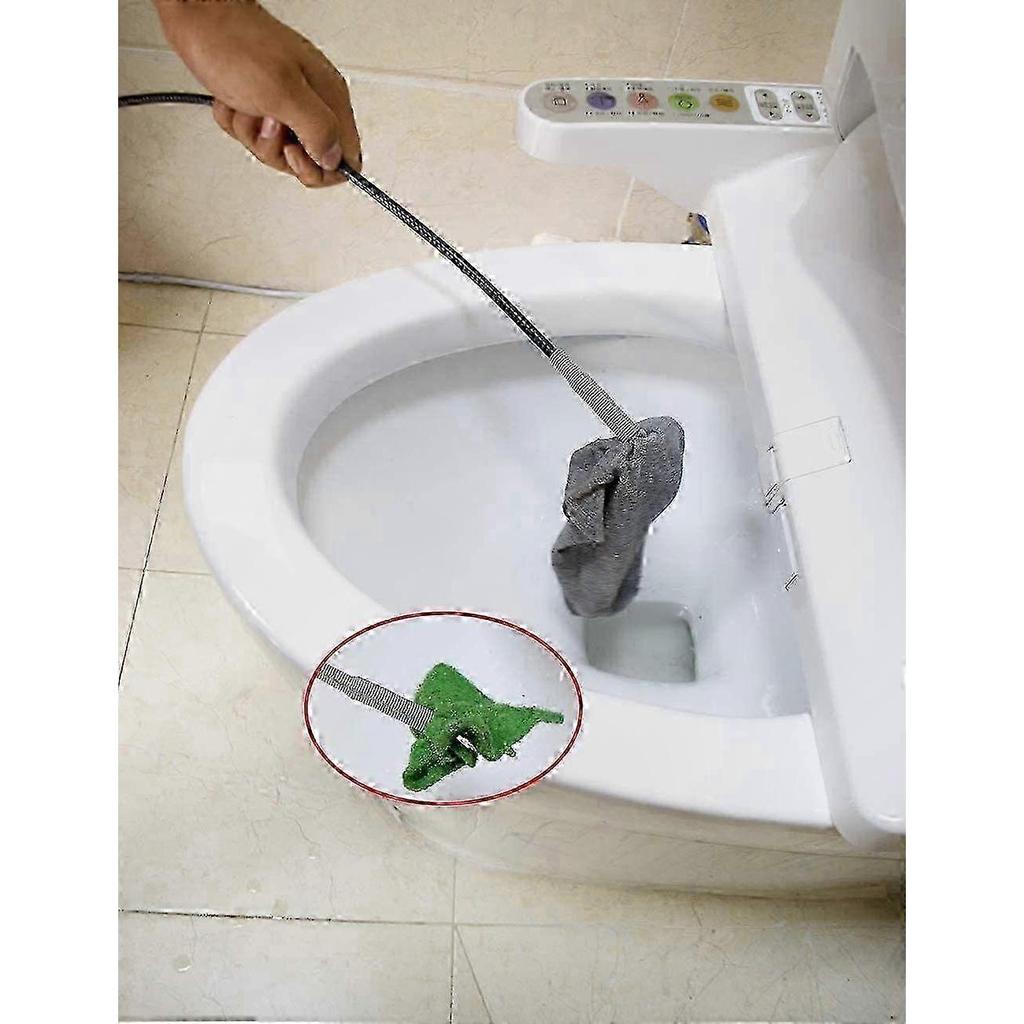 63 Inch Flexible Grabber Pickup Tool, Retractable Claw Stick for Hair & Debris Removal, Drain Snake Cable Aid