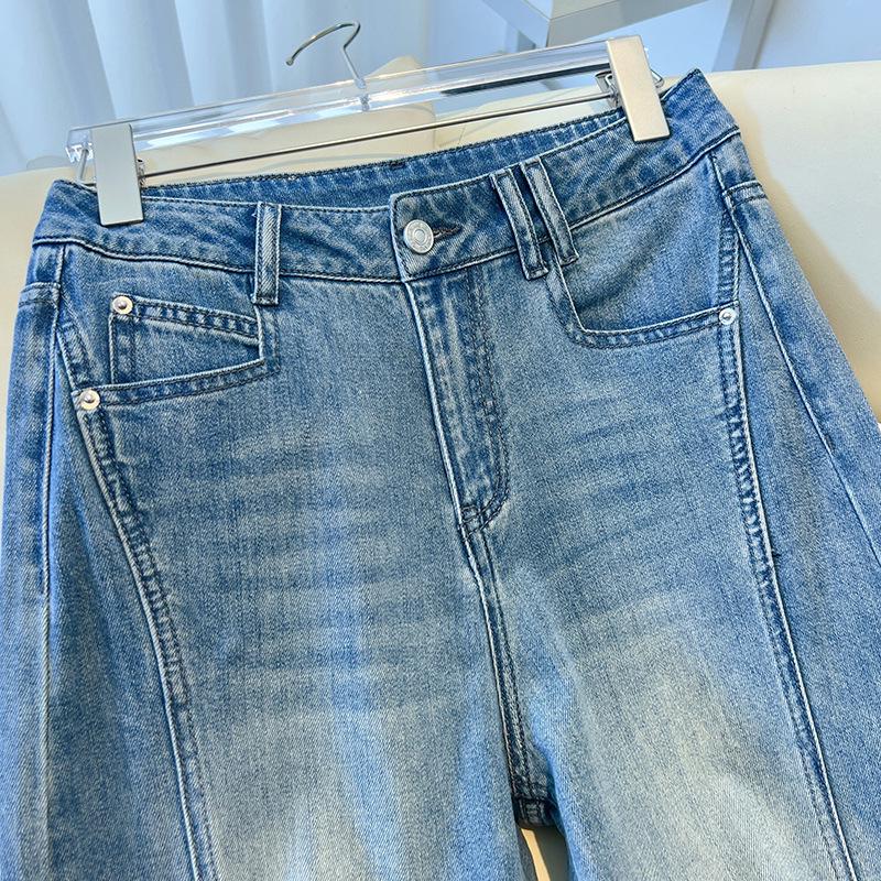 Damen High Waist Blaue Wide-Leg Jeans - Sommer 2025 Retro Schlankmachender Stil