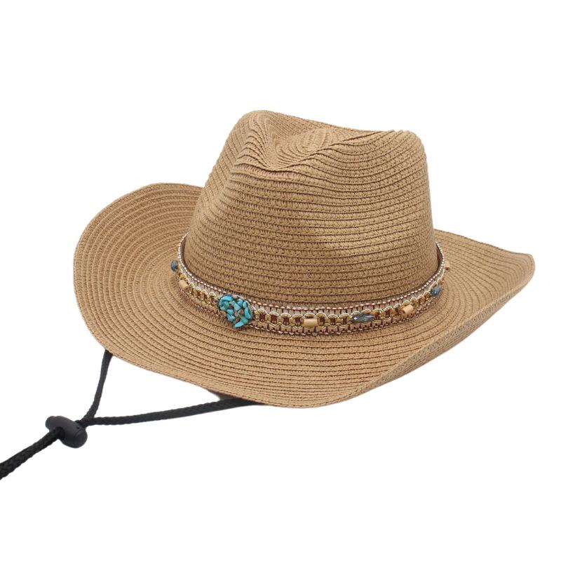 Ethnic Style Straw Hat Tibetan Stage Performance Elegant Retro Bohemian Sunscreen Outdoor Shading Literary And Artistic Style Weaving