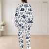Women Plus Size Round Neck Long Sleeve Top And Long Pants Printed Two Piece Set