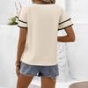 New European and American, elegant temperament lotus leaf sleeves solid color loose round neck short-sleeved women's top
