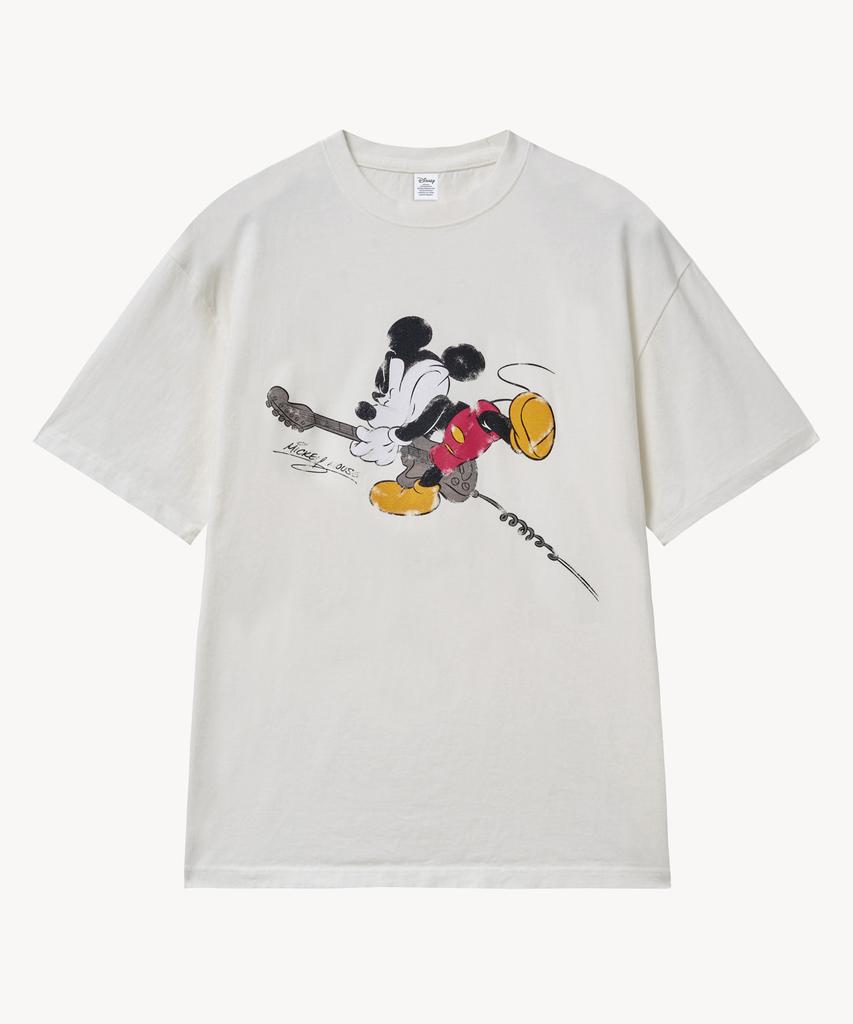 VTWO Vintage Washed Locker _Mickey_ T-Shirt (White)