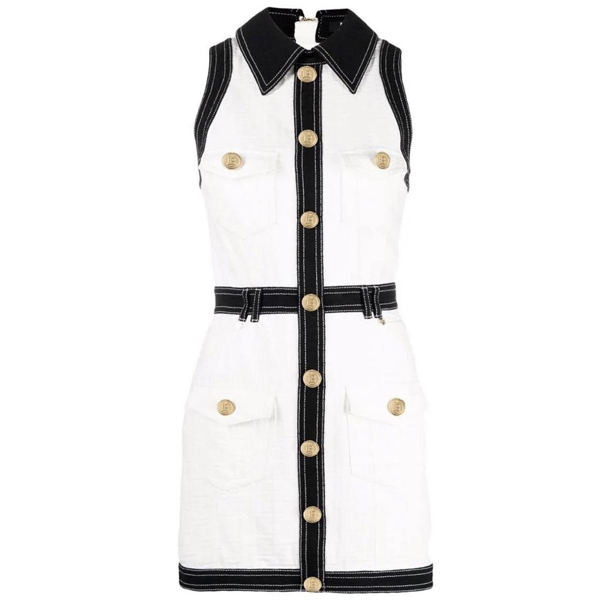 

2025 Premium Summer Jacquard Denim Sleeveless Rivet Dress for Women L