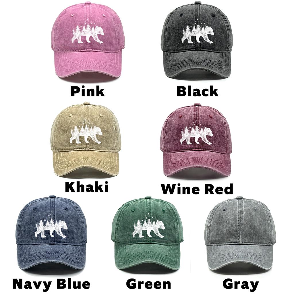 Forest Bear Washed Cotton Snapback Baseball Caps Gorra Hombre Leisure Distressed Adjustable Baseball Hat For Mountaineering