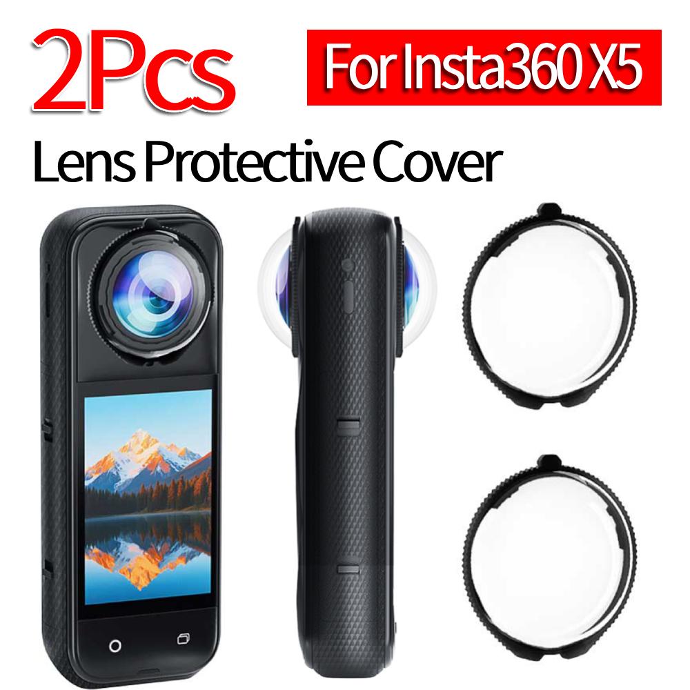 2Pcs For Insta360 X5 Camera Optical Glass Lens Protective Cover Anti-Scratch Glass Lens Guards Lens Cap Protector Accessories
