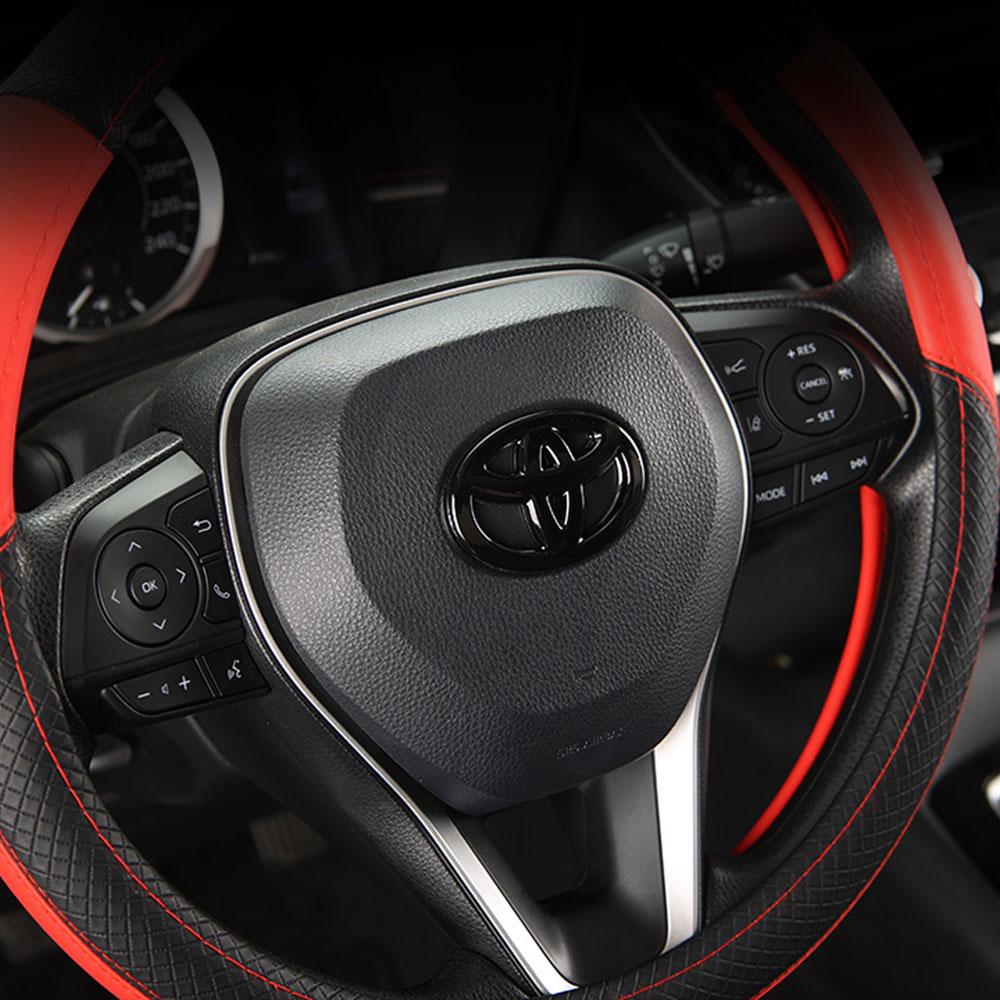 2026 New For Toyota 1Pcs Car ABS Carbon Fiber Logo Steering Wheel Badge Cover Sticker For Toyota Fortuner Chr Verso Prius Yaris 
