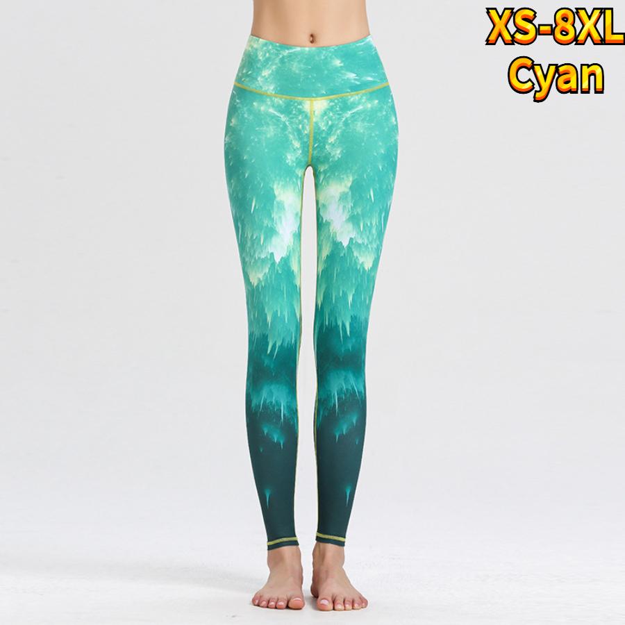 Leggings de yoga elásticos con estampado de lago de hielo azul para mujer, pantalones activos deportivos para correr, gimnasio