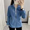 Casaco de lã de outono e inverno feminino casual casaco de lã gola alta cardigan grosso esportes ao ar livre quente com capuz top