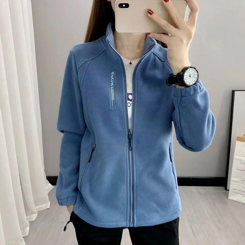 Casaco de lã de outono e inverno feminino casual casaco de lã gola alta cardigan grosso esportes ao ar livre quente com capuz top