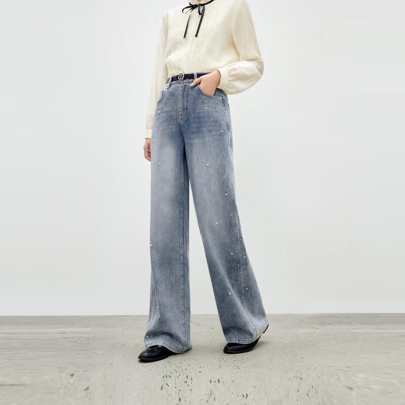 Qiusu Yiren Embellished Straight-Leg Denim Jeans XL