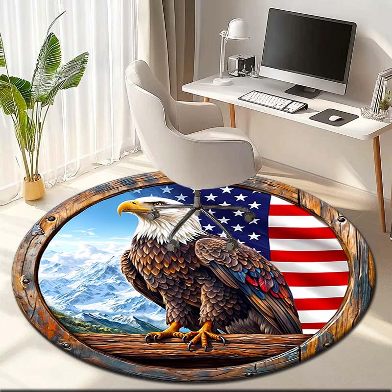 1pc American Bald Eagle Poster Round carpet Painted Printed circular carpet, home door mat, outdoor travel protection carpet