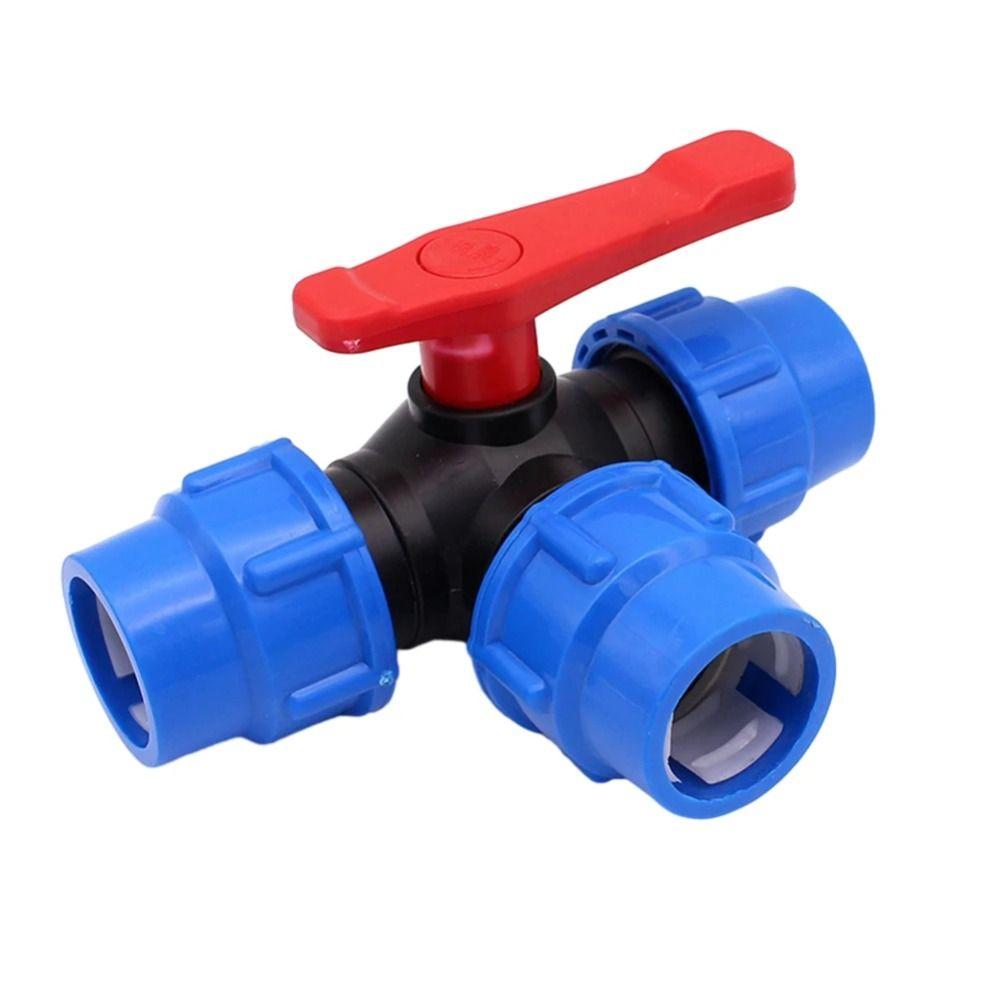Irrigation PE Pipe Faucet Diverter 20/25/32/40/50mm Water Pipe Fittings 3-Way Ball Valve  Garden