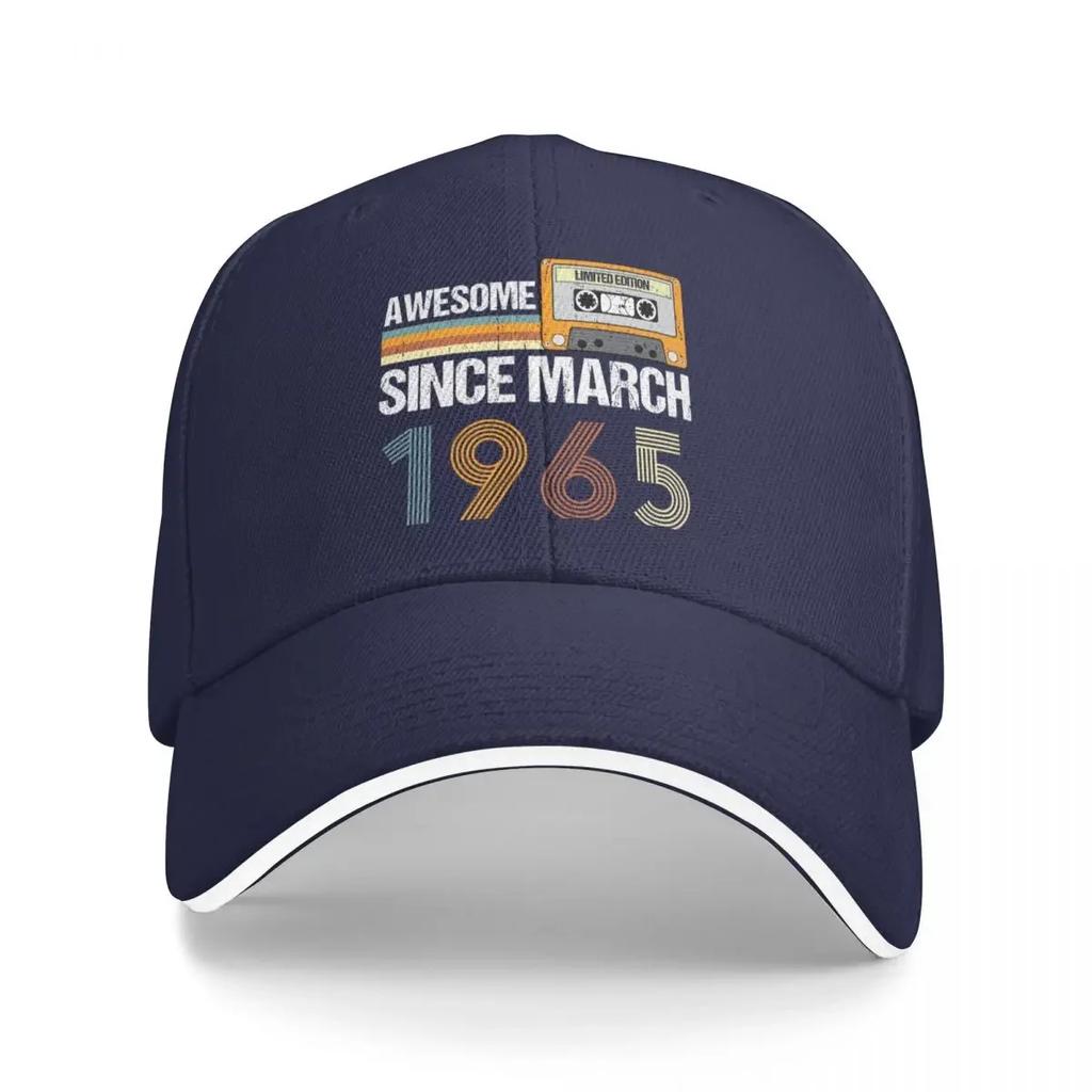 Awesome Since March 1965 58th Birthday Gifts 58 Years Old Gifts Baseball Cap tea Hat Vintage Elegant Women's Hats Men's
