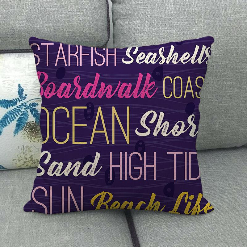 Coastal Scenery - Coconut Language Text Digital Printing Short Plush Pillow Covers For Car Sofa Office Cushion Cover Home Goods