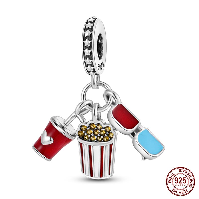 Charms Fit Qikaola Original Bracelet Red Series Motorcycle Luggage Copper Charms Beads For Women Lucky Birthday Jewelry Gift