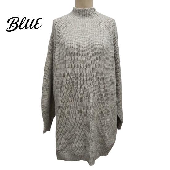 Sweater Dress Solid Color Half High Collar Raglan Long Sleeve Loose Fit Knitting Autumn Winter Mini Knitwear Knit