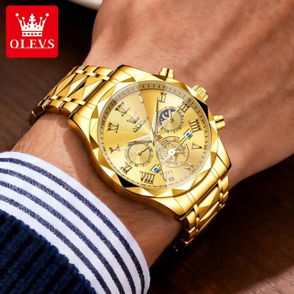 OLEVS 2709  Luxury  Hollow Skeleton Bands Best-selling Styles Oem Custom Logo Stainless Steel Chronograph Quartz Watch for Man
