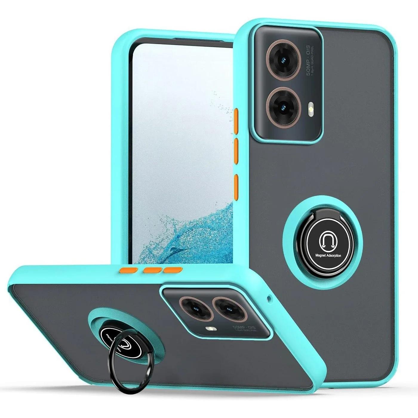 

Матовий чохол Armor для Motorola Moto G35 G55 G54 G84 G14 G72 G85 G75 G15 G05 G34 G24 S50 E13 G13 Чохол з кільцем-тримачем, протиударний Motorola Moto S50