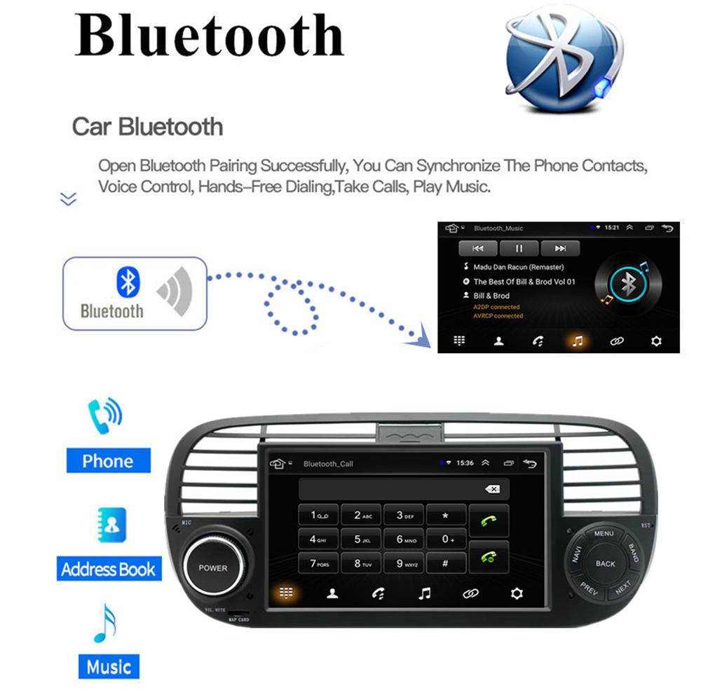 7'' Android 11 Car Radio Stereo Navi Player GPS Wifi FM For Fiat 500 2007-2015
