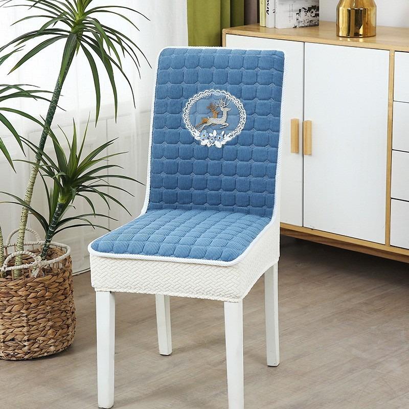 One-piece Dining Table and Chairs Cover Dining Chair Mats Chair Cover Set Household Cushions Elastic Stool Cover Four Season Universal Chair Cushion