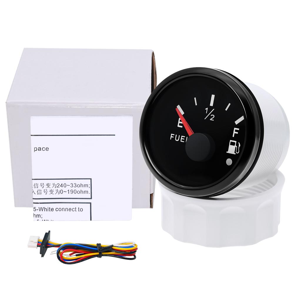 52mm Fuel Level Gauge 0-190ohm Fuel Meter With Alarm Function For Marine Boat Car Yacht 7 Color Backlight Oil Tank Indicator
