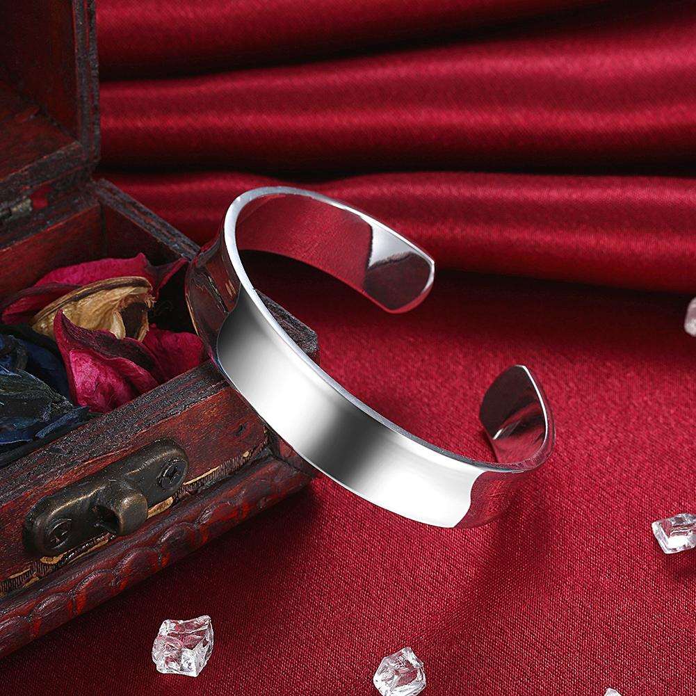 Wholesale Fine 925 Sterling Silver Bangles Bracelet Charms Heart Open for Women Lady Jewelry Adjustment Cuff Wedding Gift